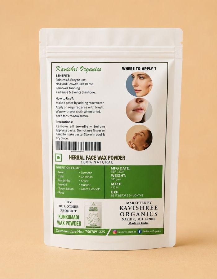 Kavishri Organics Herbal Face Wax Powder